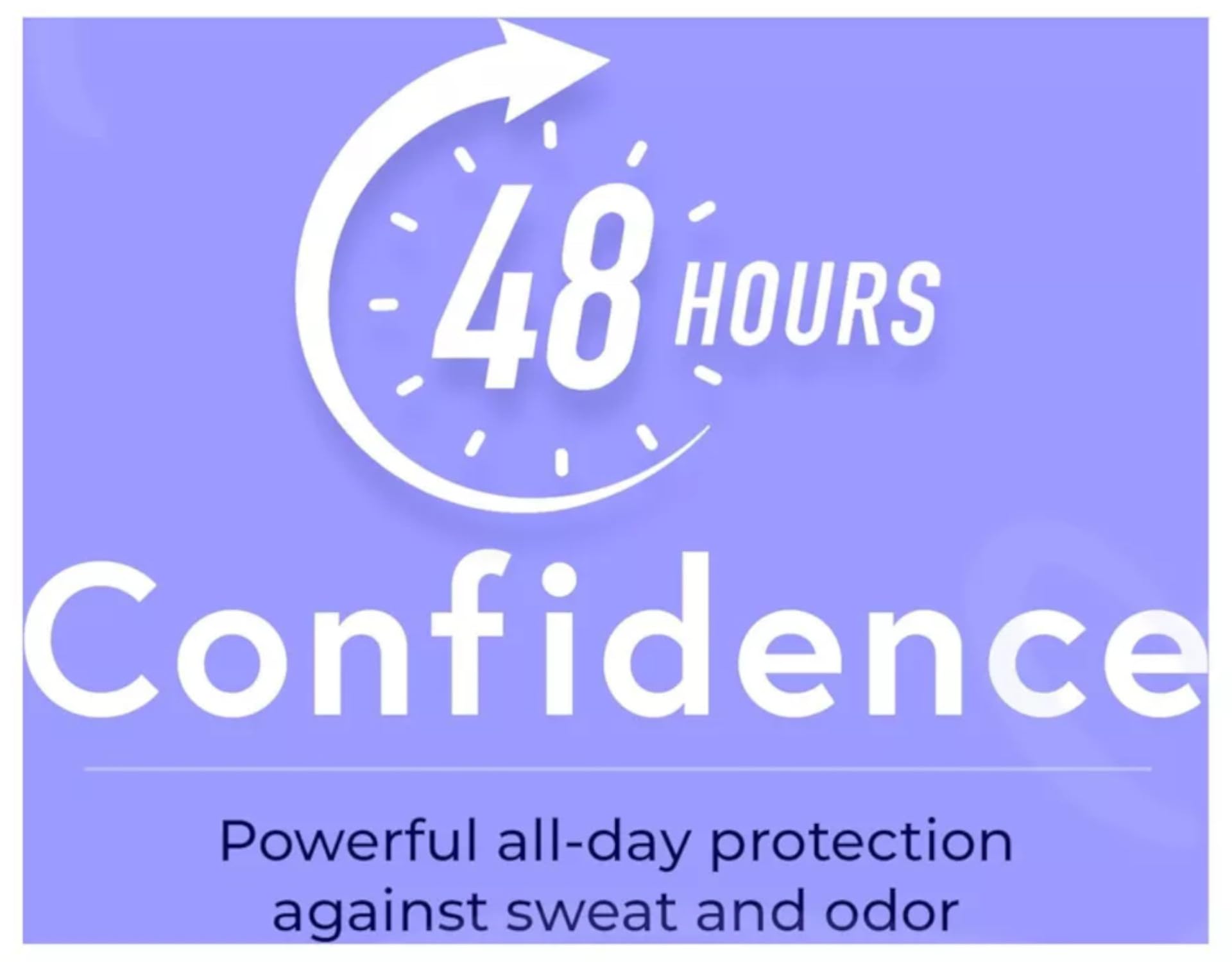 Sure odor-protection science label conveys 48-hour protection concept for daily activities.