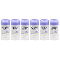 Sure deodorant pack of six 2.6-ounce sticks showing invisible solid formula for all-day freshness.