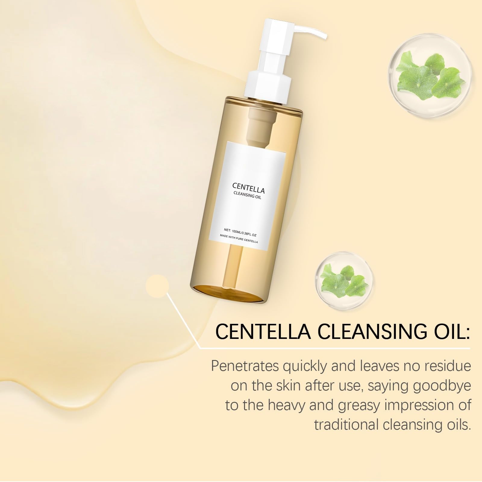 SURELIT Centella Light Cleansing Oil application moment, massaging into dry skin for makeup removal
