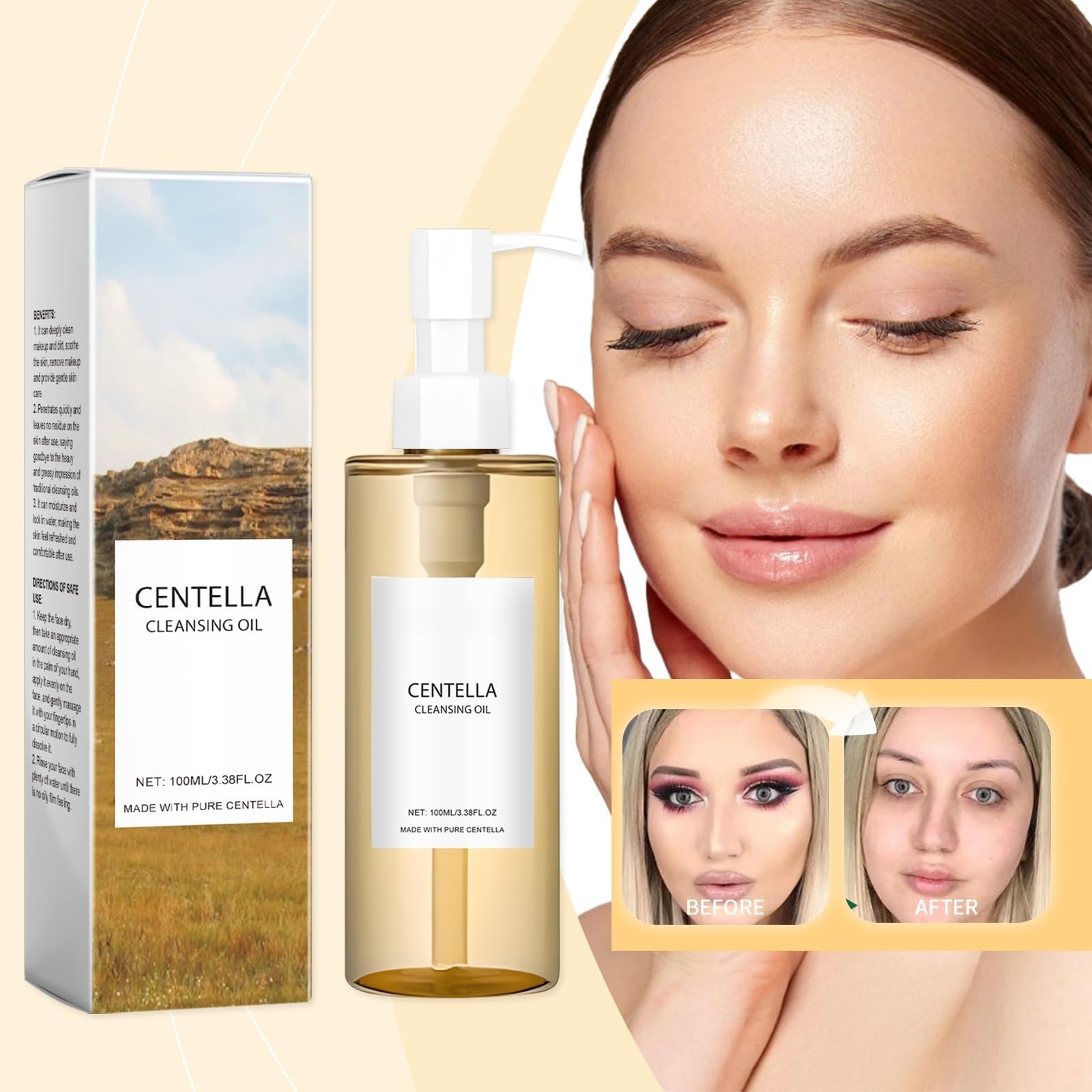 SURELIT Centella Light Cleansing Oil emulsifies into a milky texture on contact with water