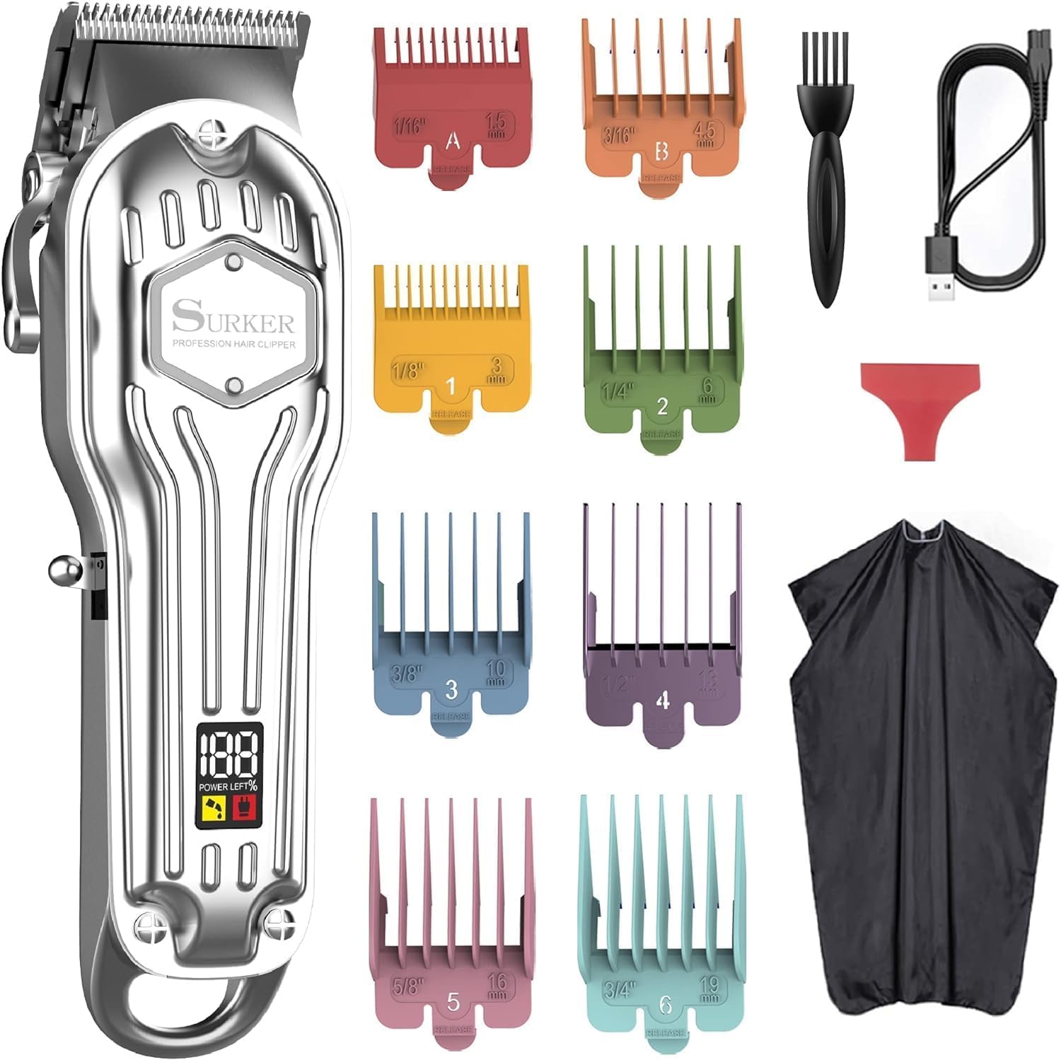 SURKER mens hair clippers front view with ergonomic grip for precise at-home cuts.