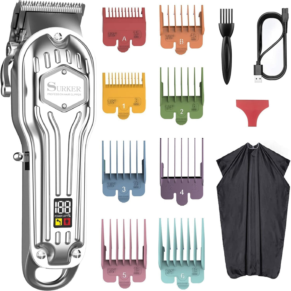 SURKER mens hair clippers front view with ergonomic grip for precise at-home cuts.