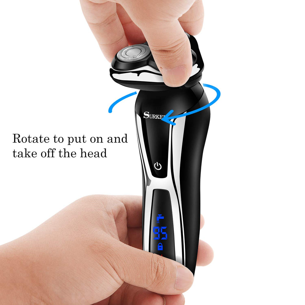 SURKER waterproof wet-dry shaver for dry or gel-assisted shaving