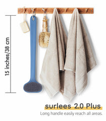 Surlees back scrubber oval-head demonstrates targeted massage and thorough cleaning.