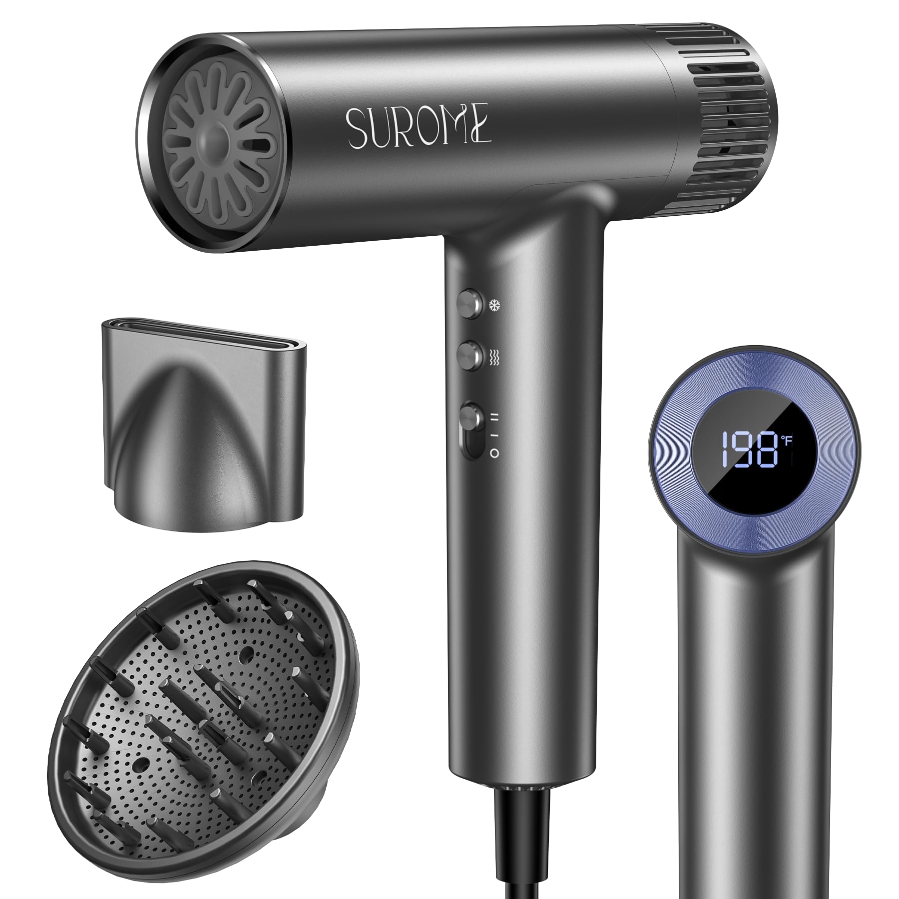SUROME Blow Dryer highlights a 110k rpm brushless motor for fast, salon-grade drying.