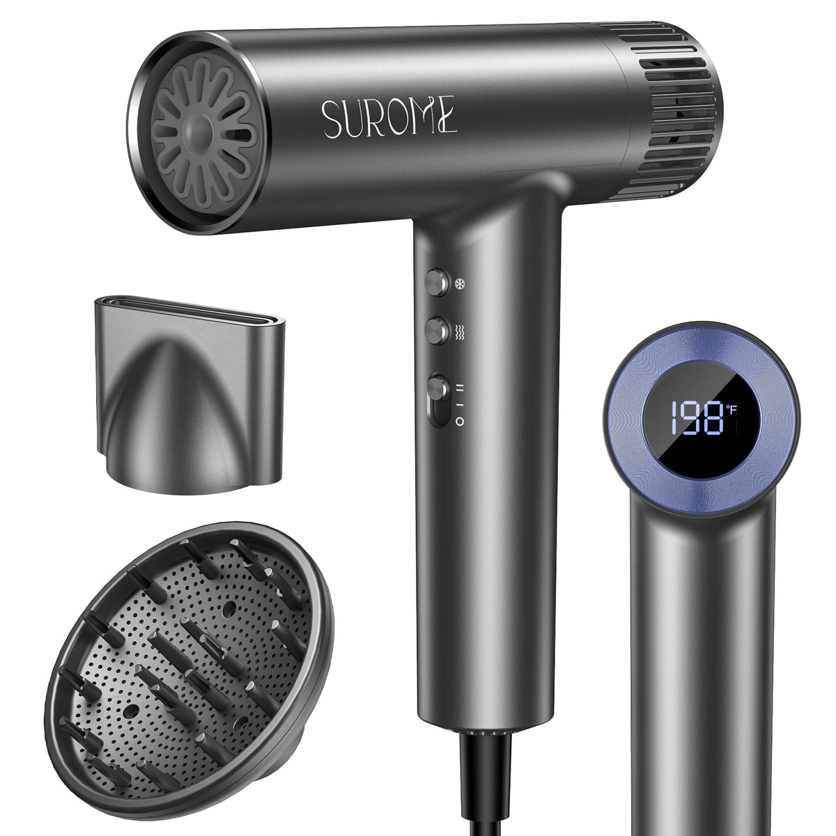 SUROME Blow Dryer highlights a 110k rpm brushless motor for fast, salon-grade drying.