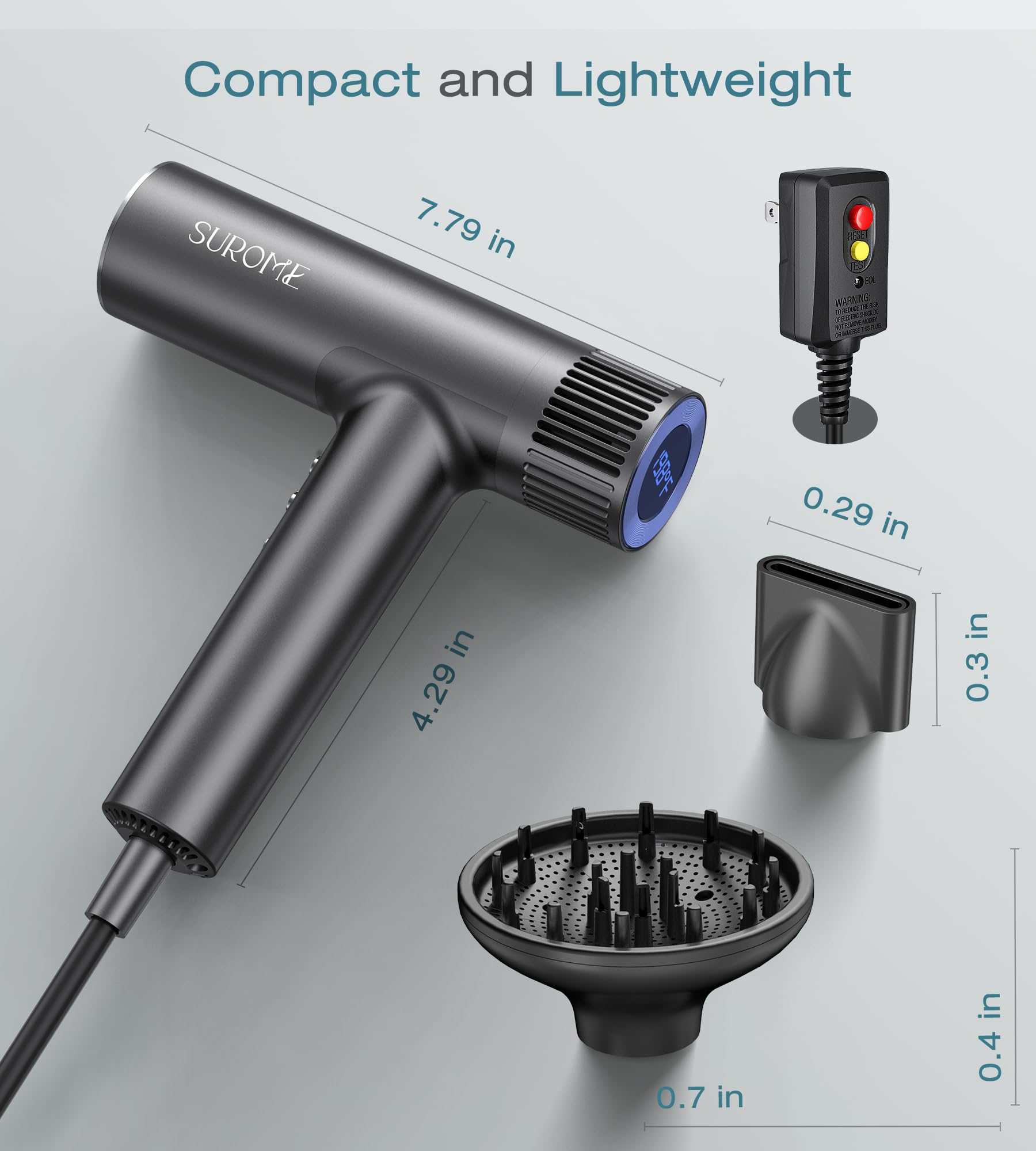 SUROME lightweight ergonomic design reduces hand fatigue during long styling sessions.