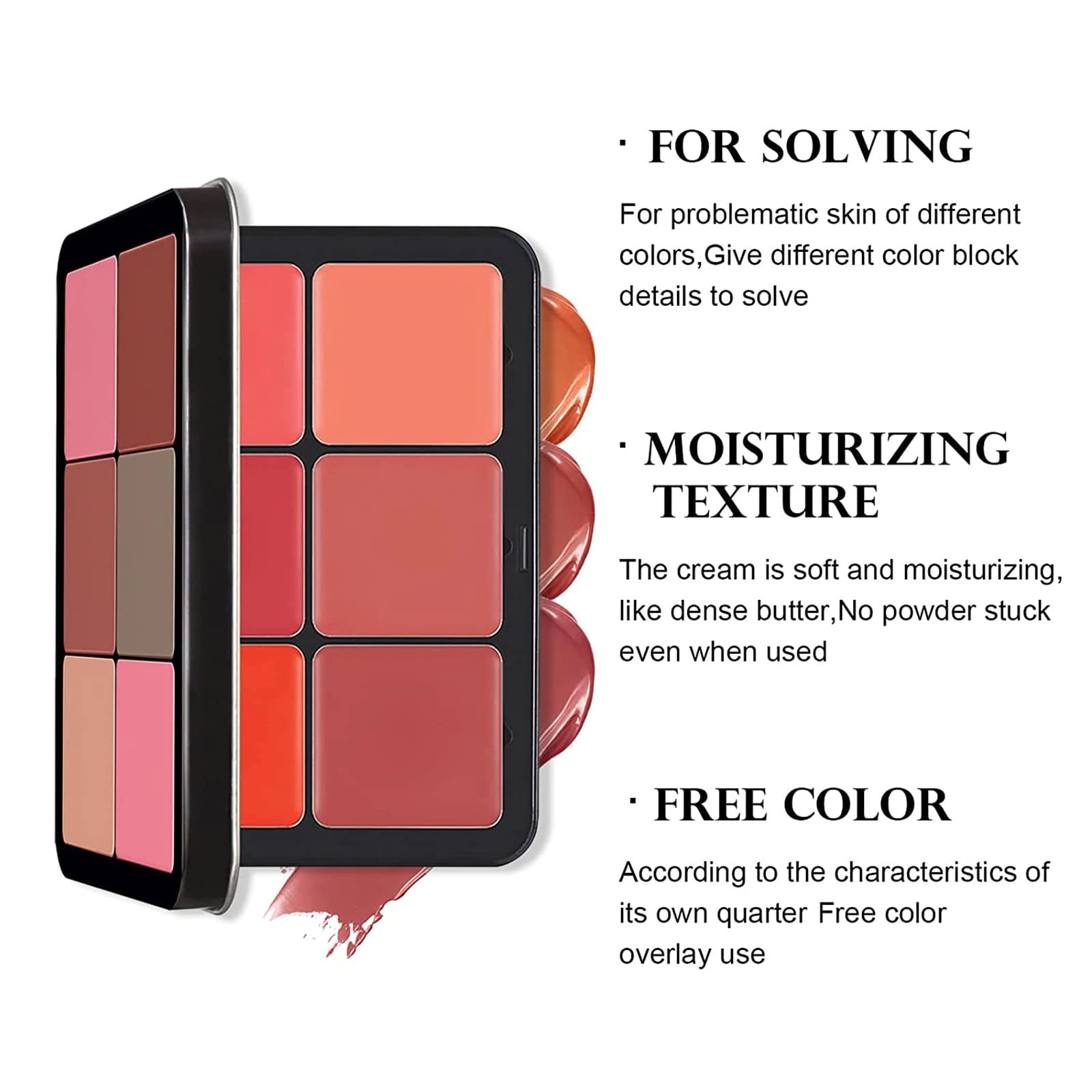 Application close-up shows creamy texture blending smoothly on cheeks