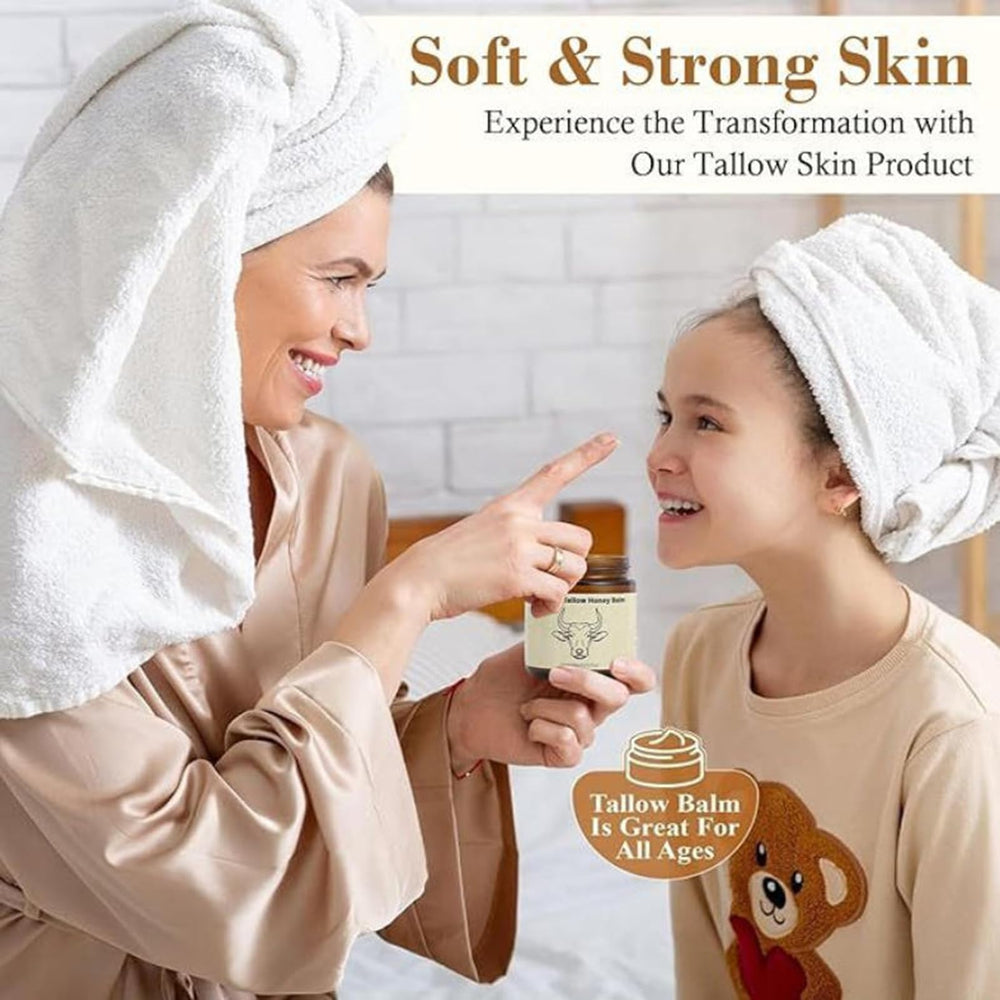 SURORAIN Tallow Honey Face Cream jar shows lightweight nourish for clear-looking skin.