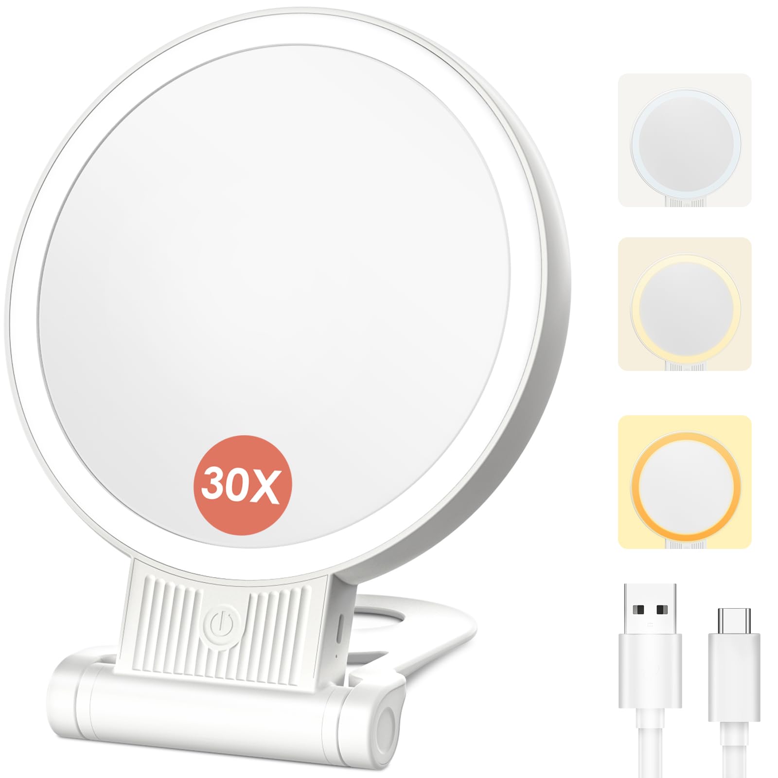 SurSynch 1x/30x magnifying mirror with light for detailed makeup tasks.