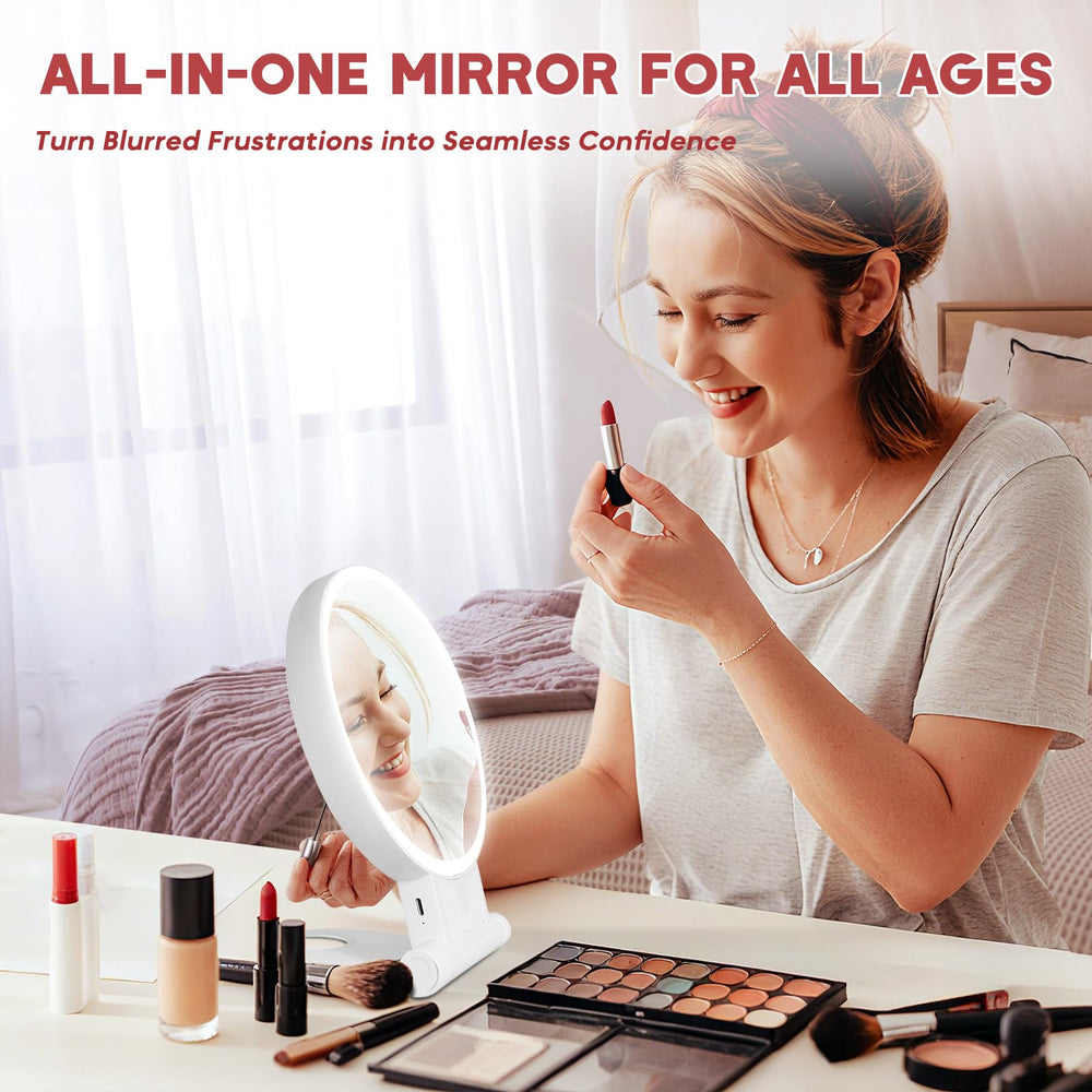 SurSynch white foldable vanity mirror suits any desk setup.