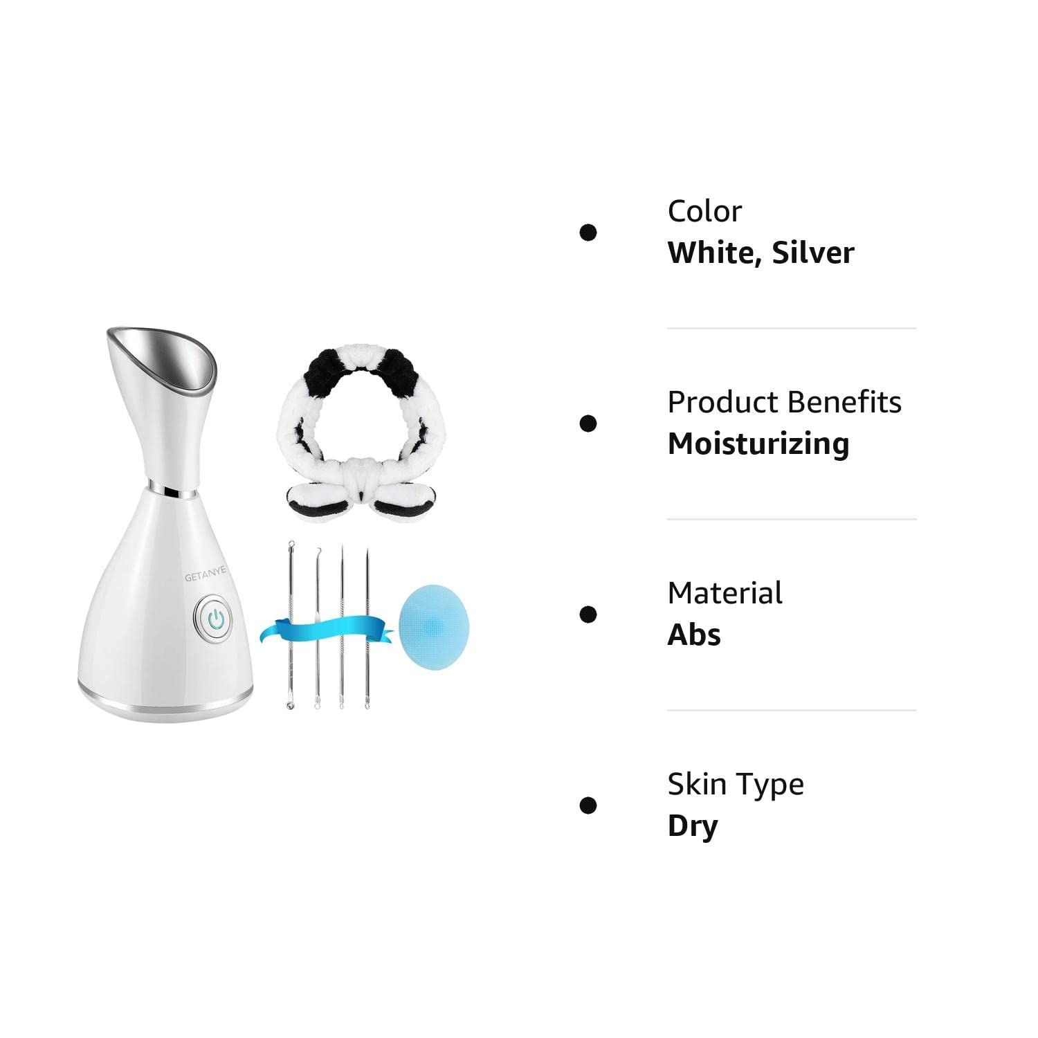 Surwit GETANYE face brush included for gentle cleansing with steam.