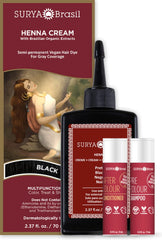 Surya Brasil Henna Cream Black applying hair demonstrates even coverage and gentle conditioning