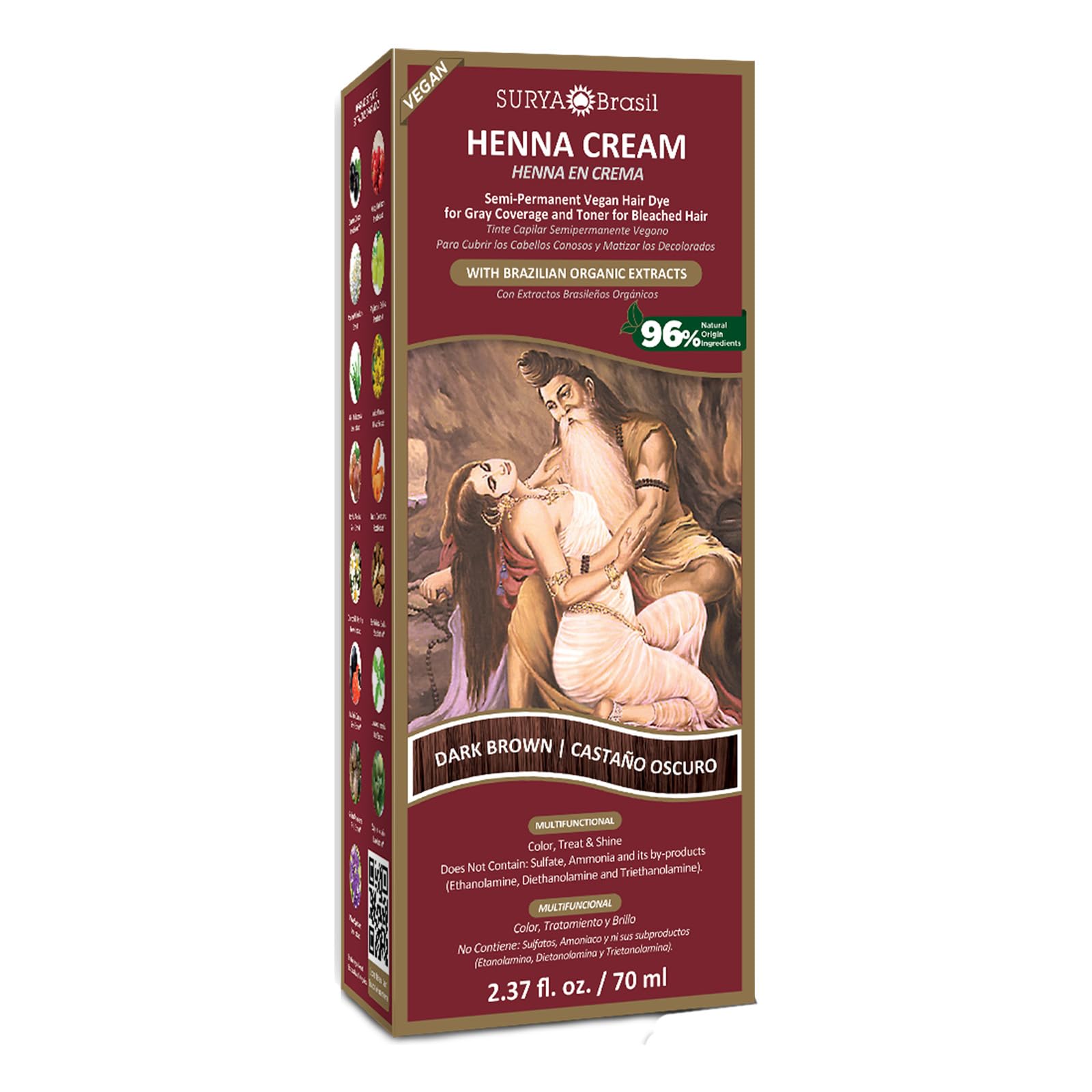 Surya Brasil Henna Dark Brown Cream jar offers natural color with subtle shine.