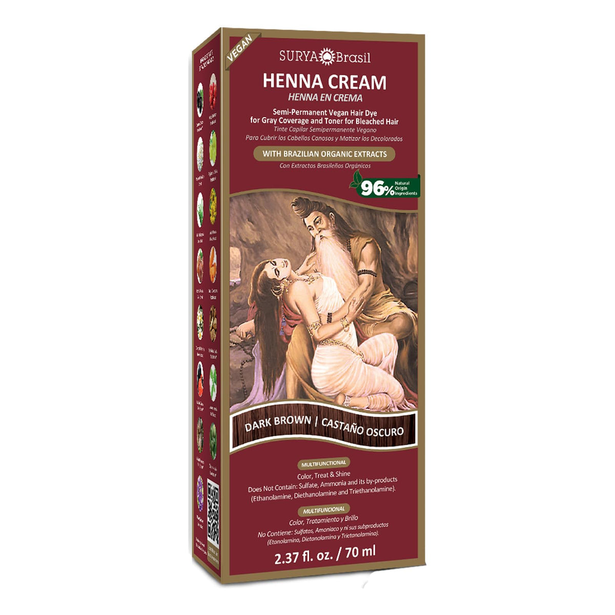 Surya Brasil Henna Dark Brown Cream jar offers natural color with subtle shine.