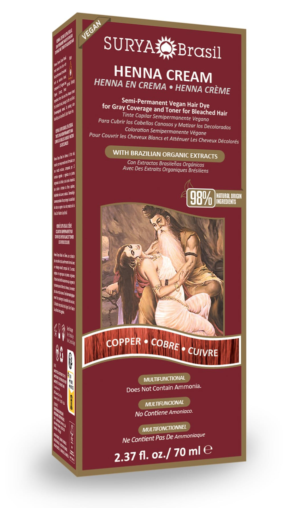Surya Brasil Henna Cream Copper bottle displays rich color with conditioning.
