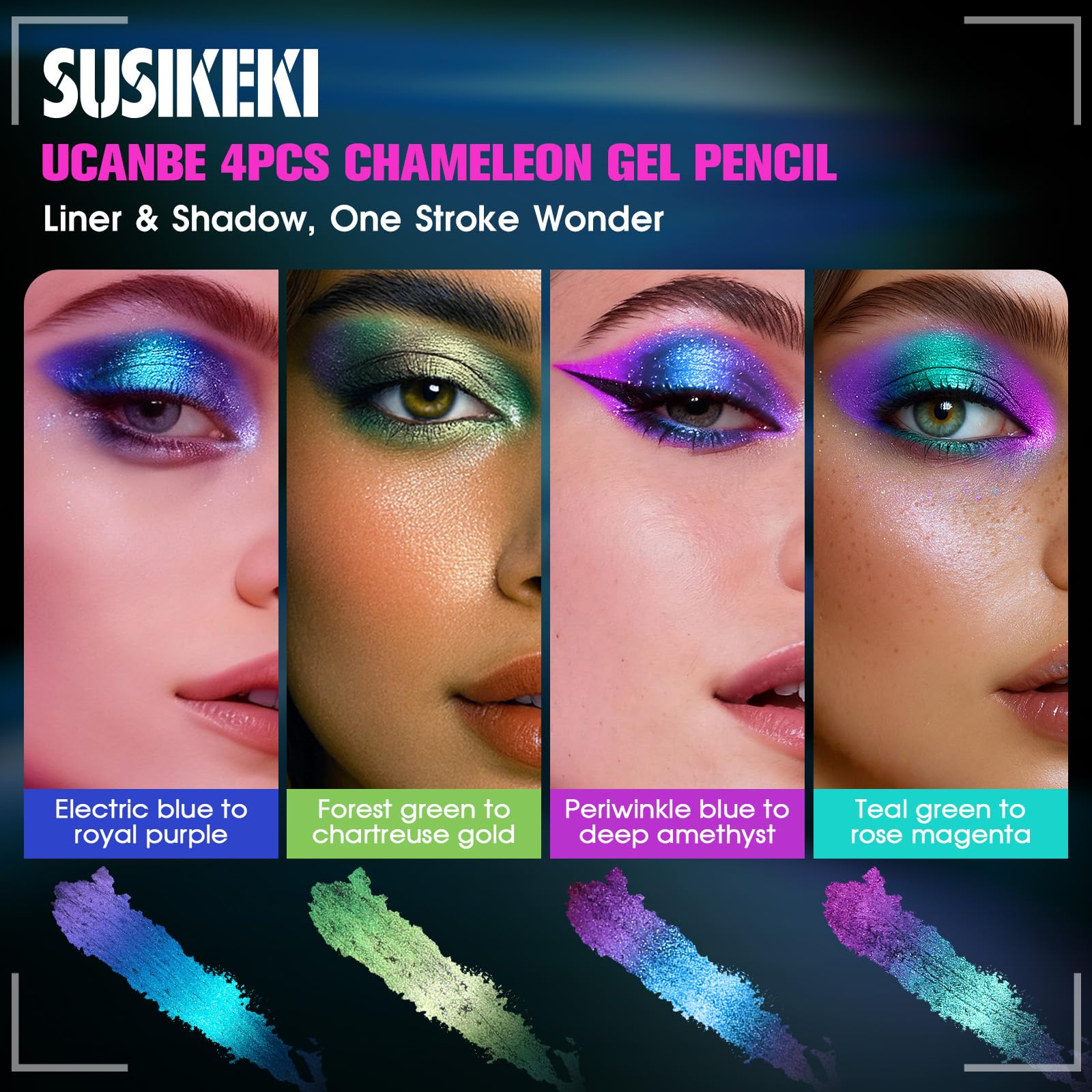 SUSIKEKI metallic glitter finish adds dimension to eye makeup