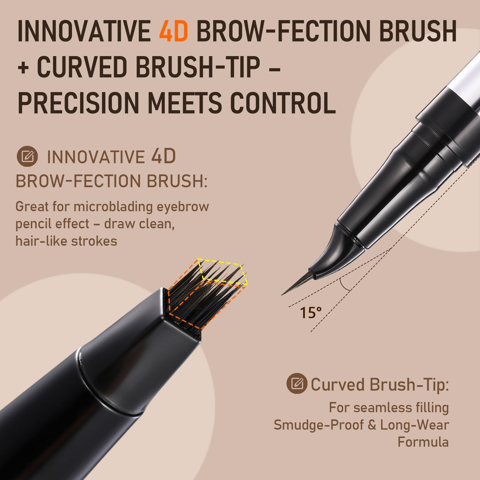 SUSIKEKI dual-ended-pencil 4d-brow-fection-brush creates natural hair-like strokes and volume.