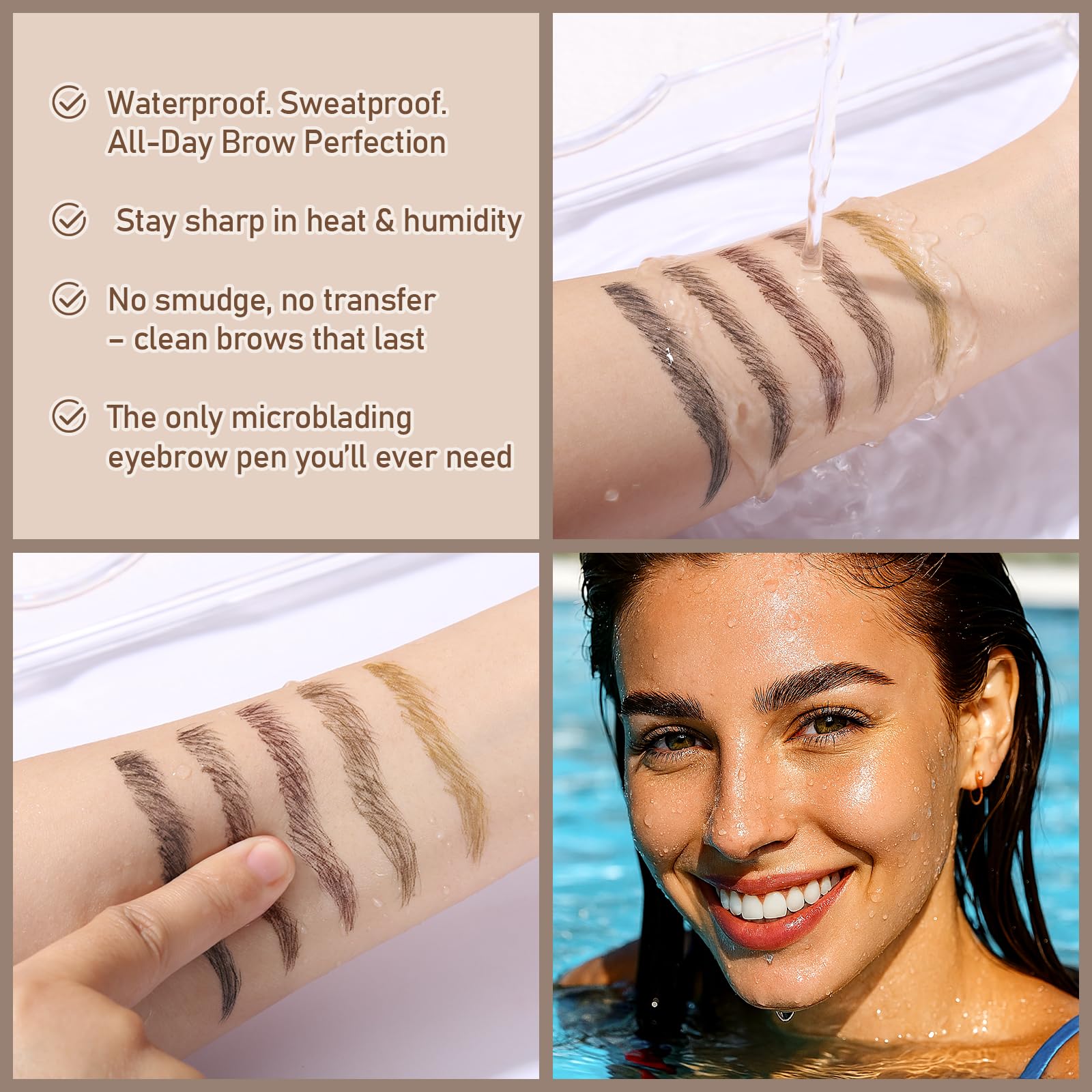 SUSIKEKI dual-ended-pencil longwear-test demonstrates durable, all-day brow definition.