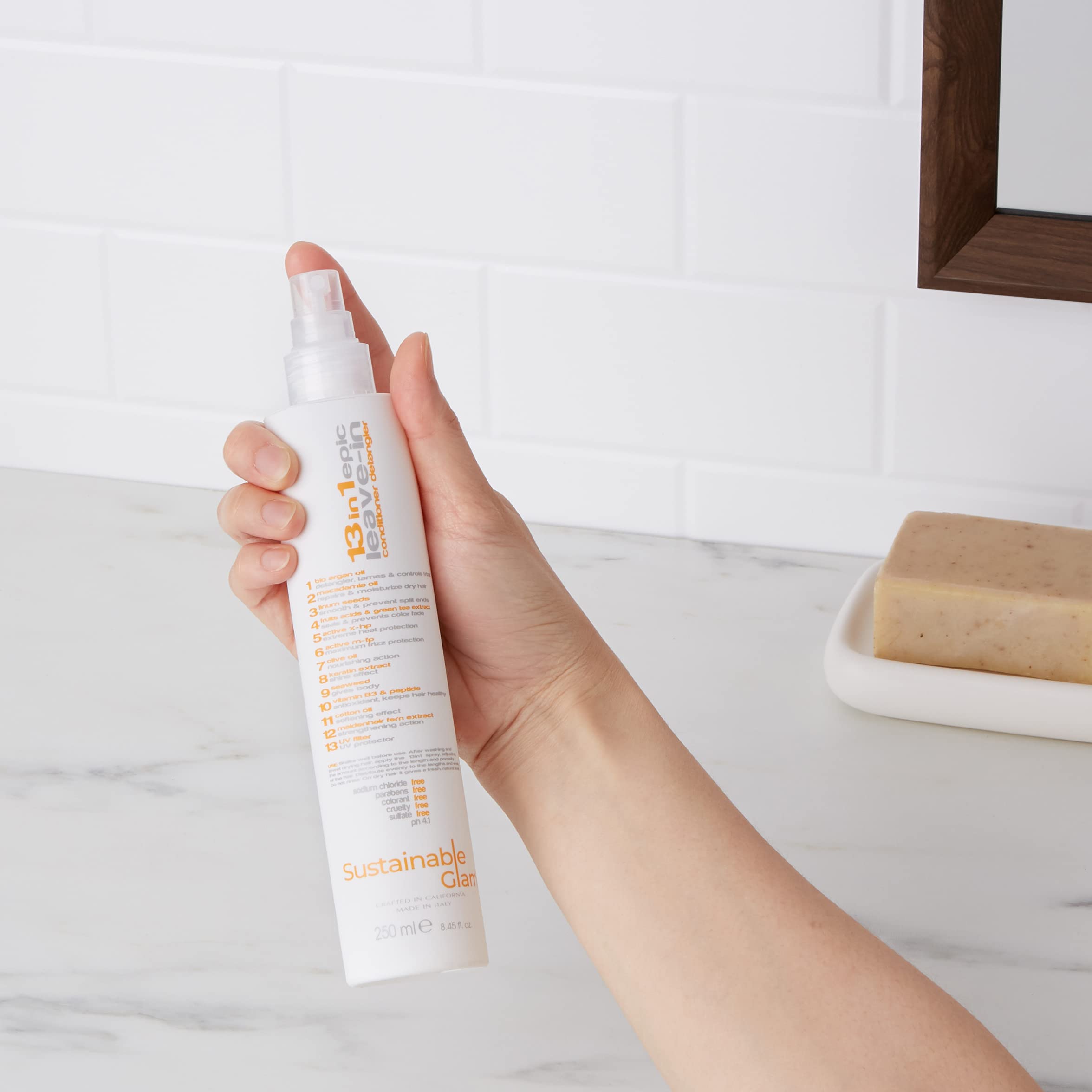 Sustainable Glam Epic seaweed and olive oils provide conditioning and moisture