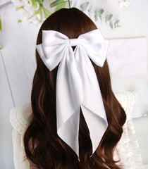 SUSULU long-tail satin hair bow clip secures ponytails with chic, long-lasting hold.