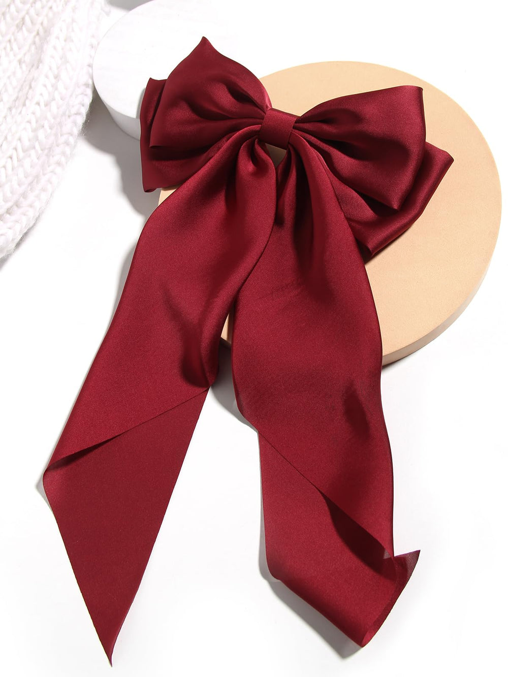 SUSULU ponytail barrette with satin bow suitable for thick or curly hair.