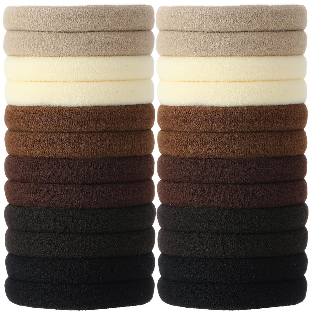 SUTHIA 120pcs brown nylon hair ties on packaging display for easy shopping and bulk value.