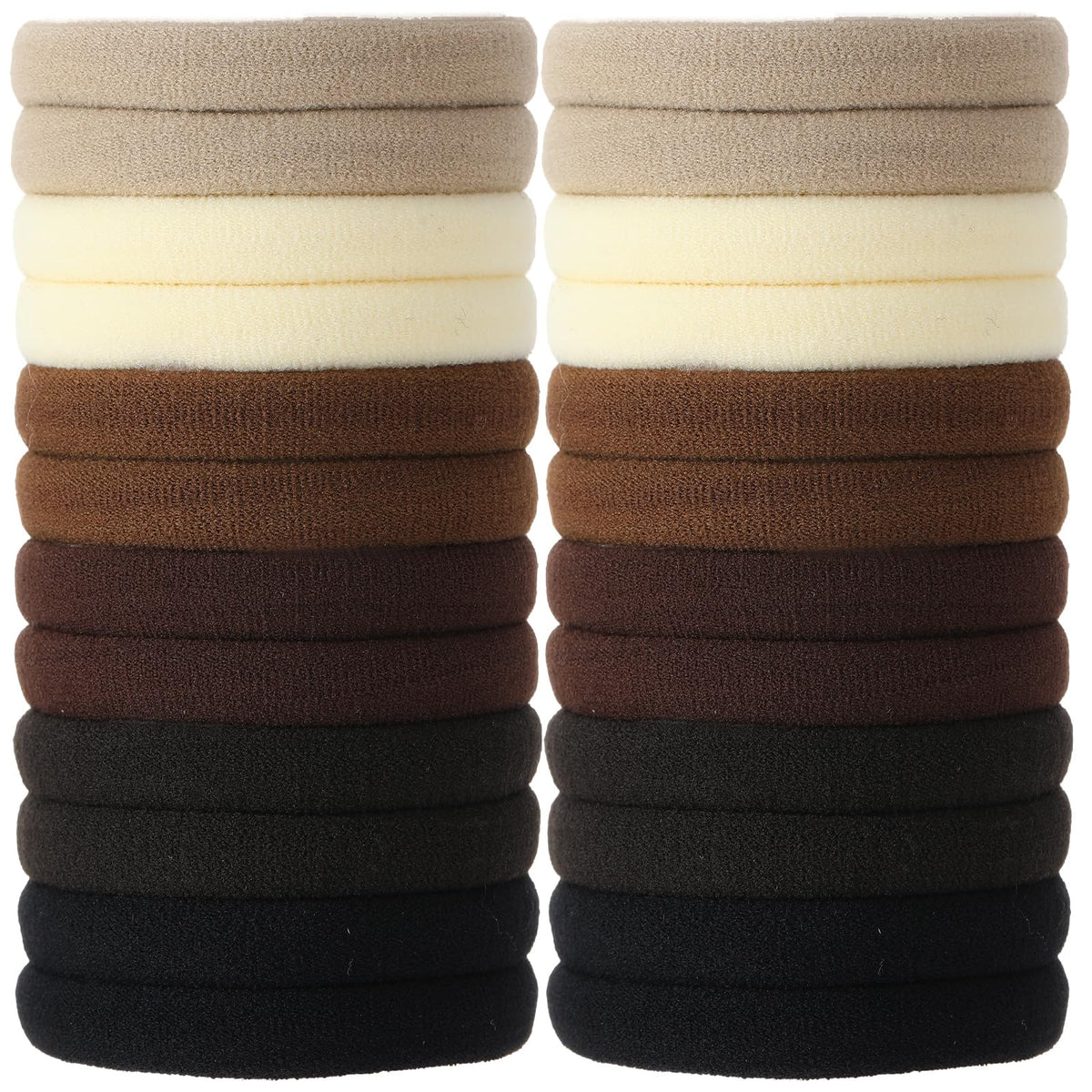 SUTHIA 120pcs brown nylon hair ties on packaging display for easy shopping and bulk value.