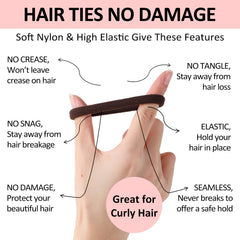 SUTHIA hair ties used for ponytail model demonstrating secure hold without creases.