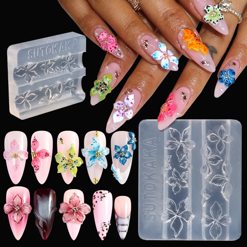 SUTOKAKA 3D flowers nail mold hibiscus design for vivid spring nails
