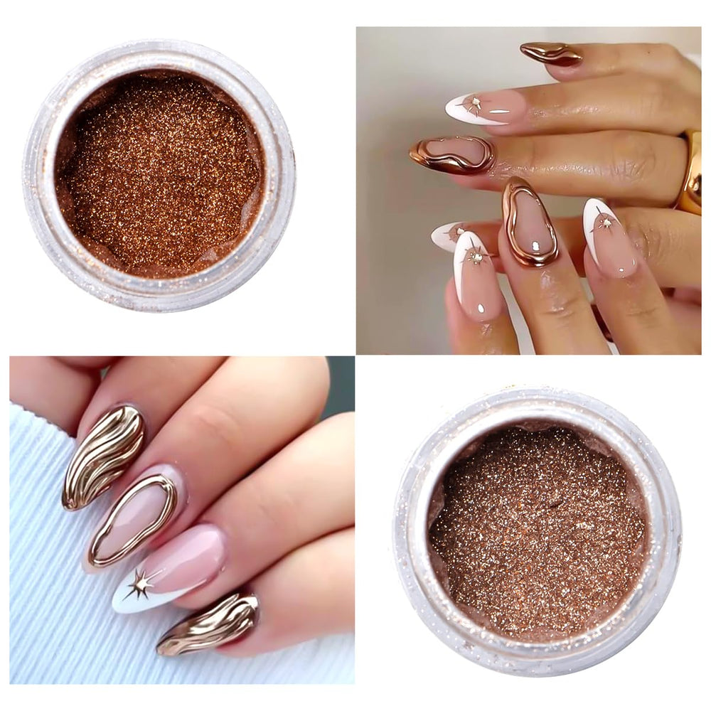 SUTOZMIWE chrome nail powder pink soft metallic accents