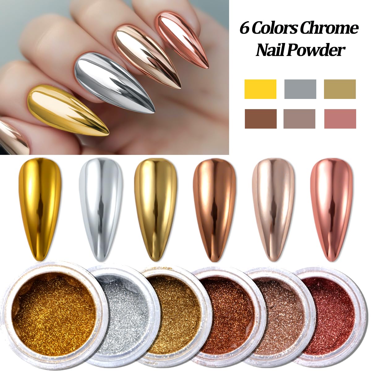 SUTOZMIWE chrome nail powder silver for sleek chrome tips