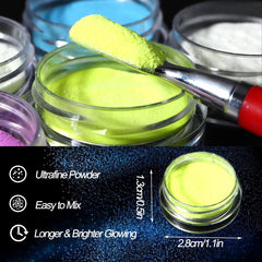 SUTOZMIWE blue glow powder close-up for vivid gel nail color.