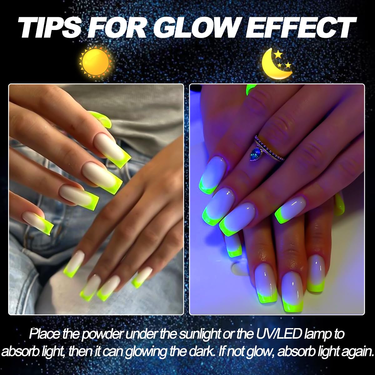 SUTOZMIWE orange glow powder in ambient light adds bright accents.
