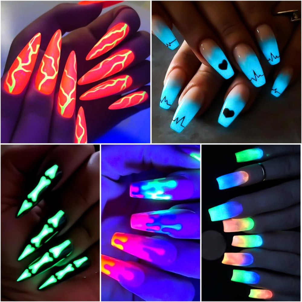 SUTOZMIWE yellow iridescent glow powder for shimmering nail art.