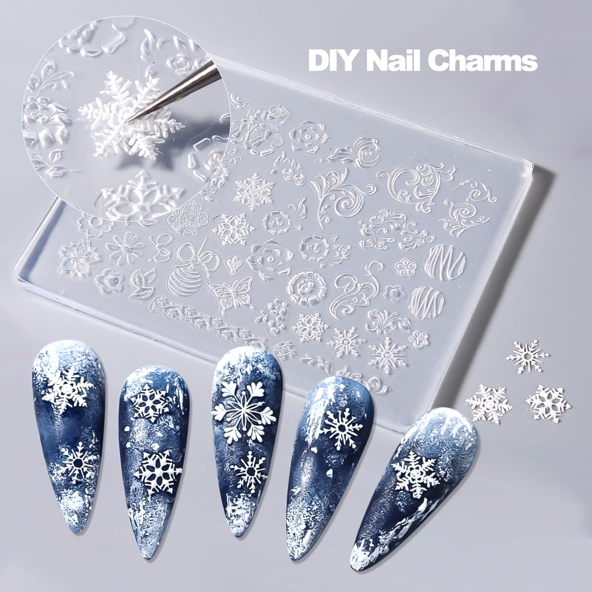 SUTOZMIWE nail art molds floral design for subtle 3D charms
