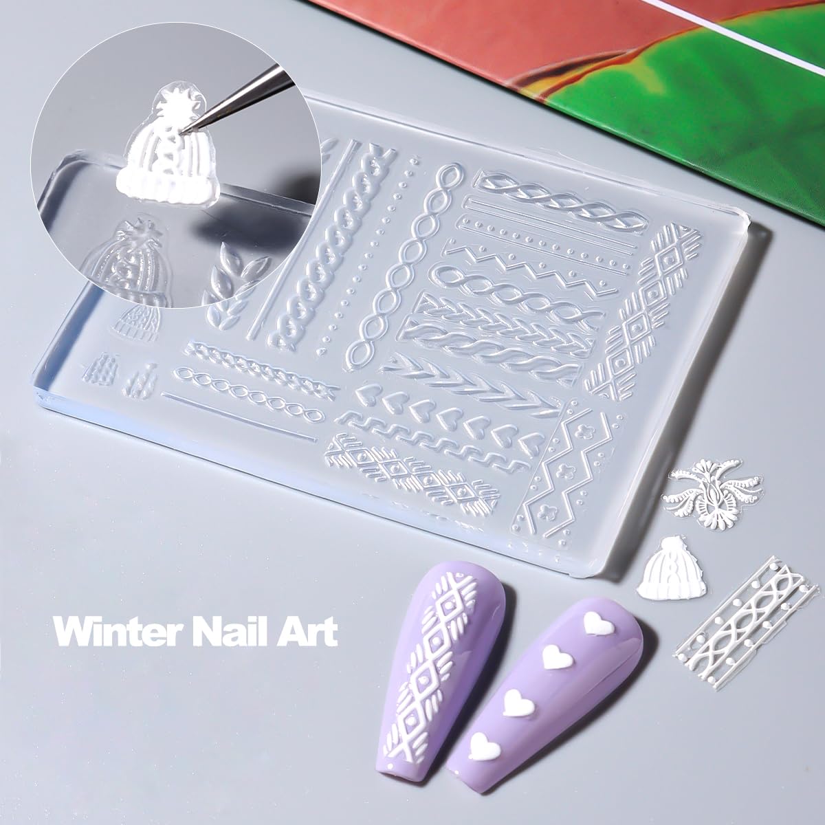 SUTOZMIWE nail art molds knit texture for depth on nails