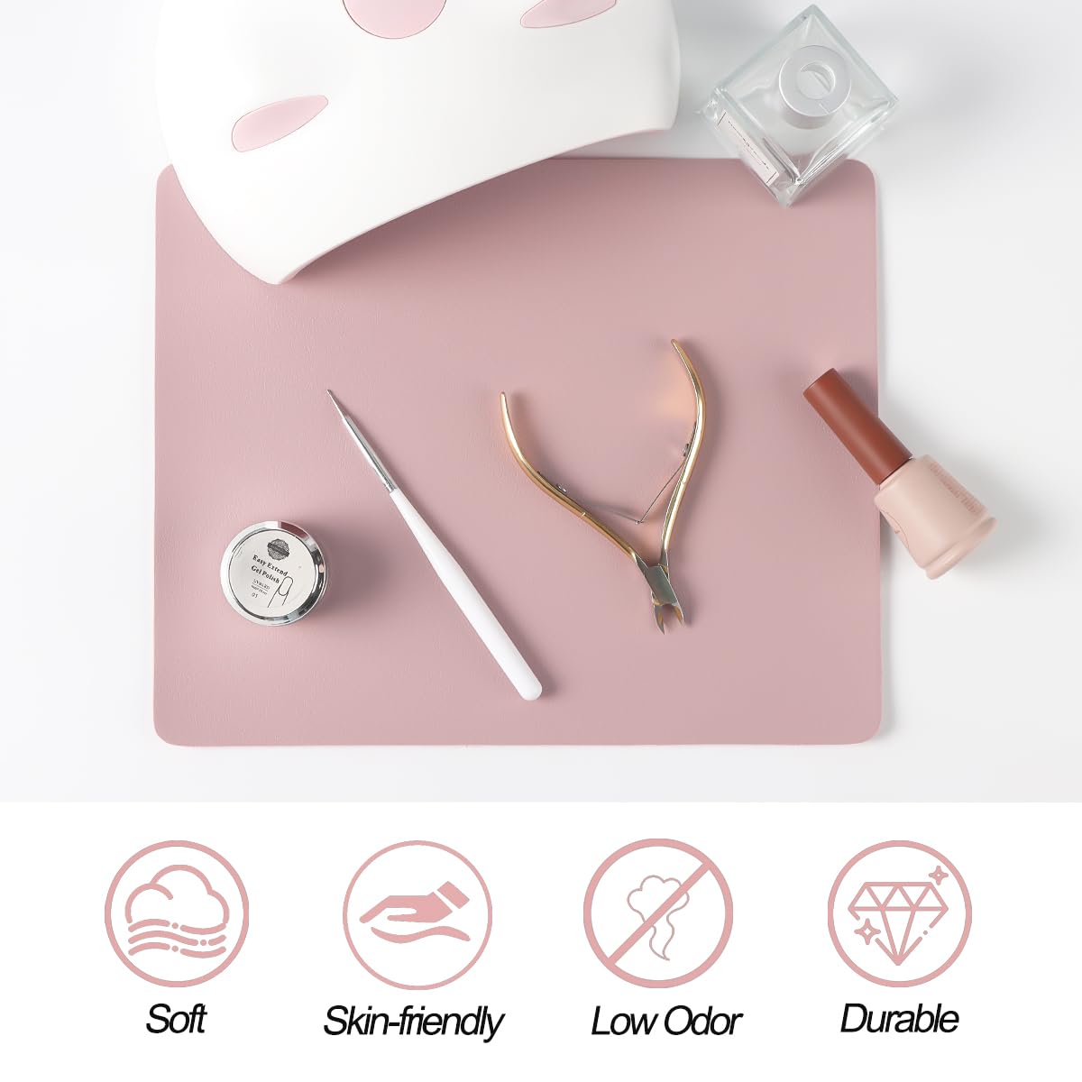 SUTOZMIWE soft microfiber leather nail mat offers a gentle touch and easy cleaning