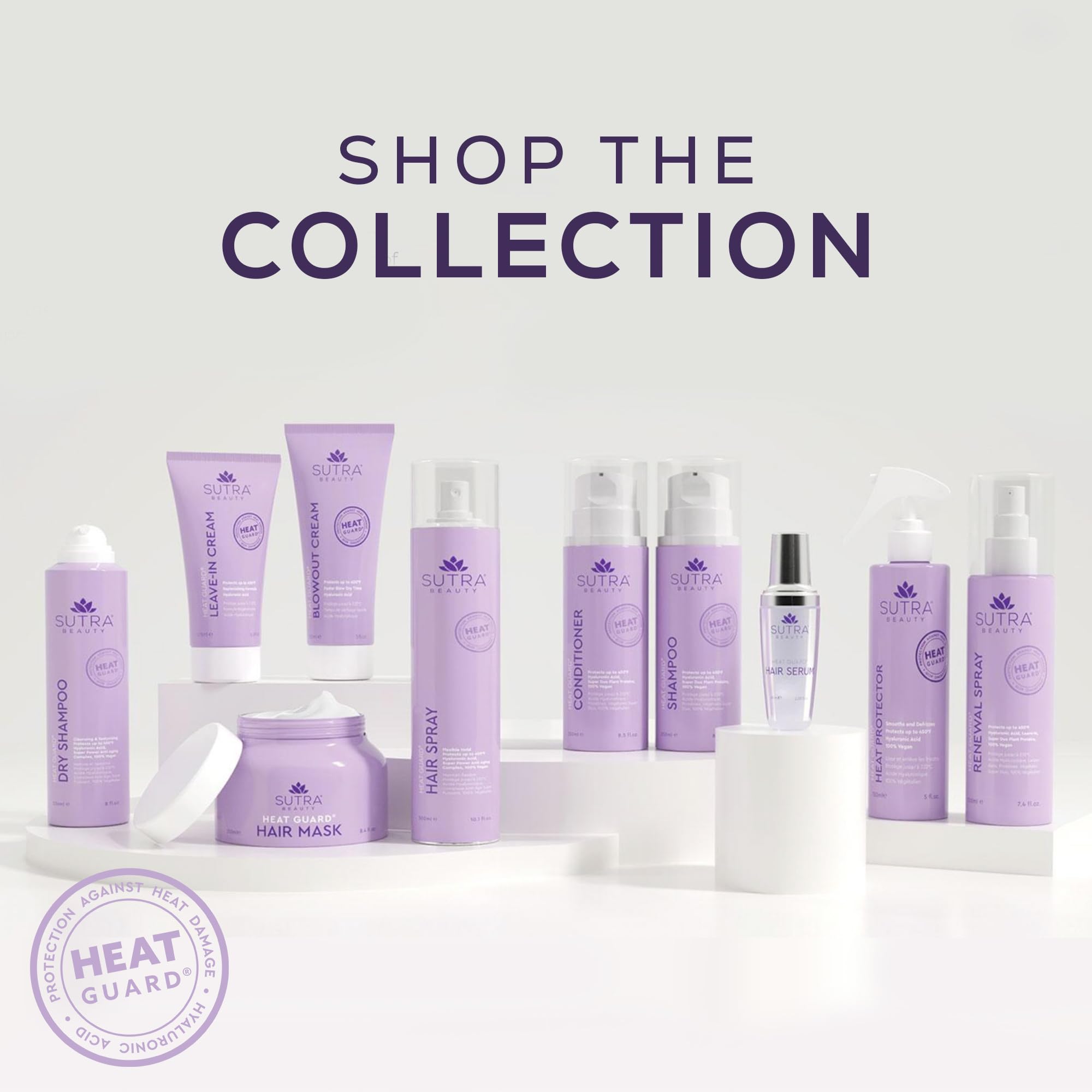 SUTRA Heat Guard Leave-In Cream gloss-shot emphasizes frizz reduction and shine