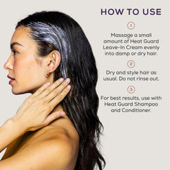SUTRA Heat Guard Leave-In Cream hyaluronic-acid-graphic highlights moisture retention for smoother hair