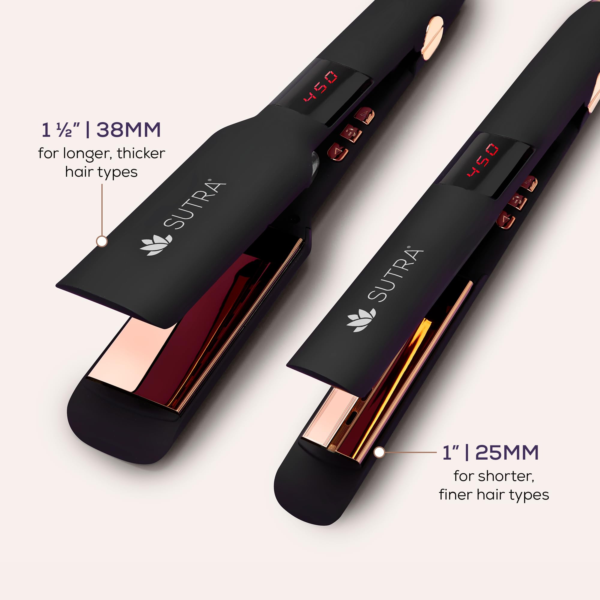 SUTRA IR2 digital temperature control allows precise heat settings for tailored styling.