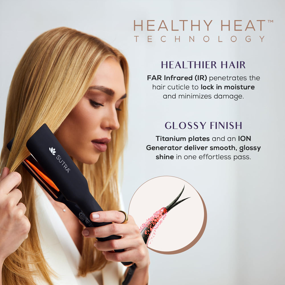 SUTRA IR2 demonstrates Healthy Heat technology smoothing hair during styling.