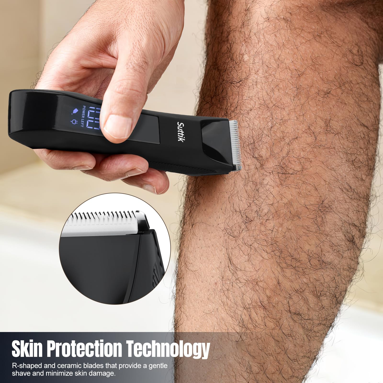 Suttik Manscape travel case included for organized on-the-go grooming.