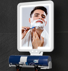 Suupvaor lighted shower mirror on wall for fog-free shaving visibility