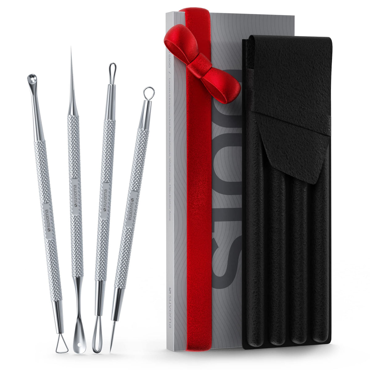 Suvorna pimple popper tool kit carrying pouch keeps tools organized for on-the-go skincare.