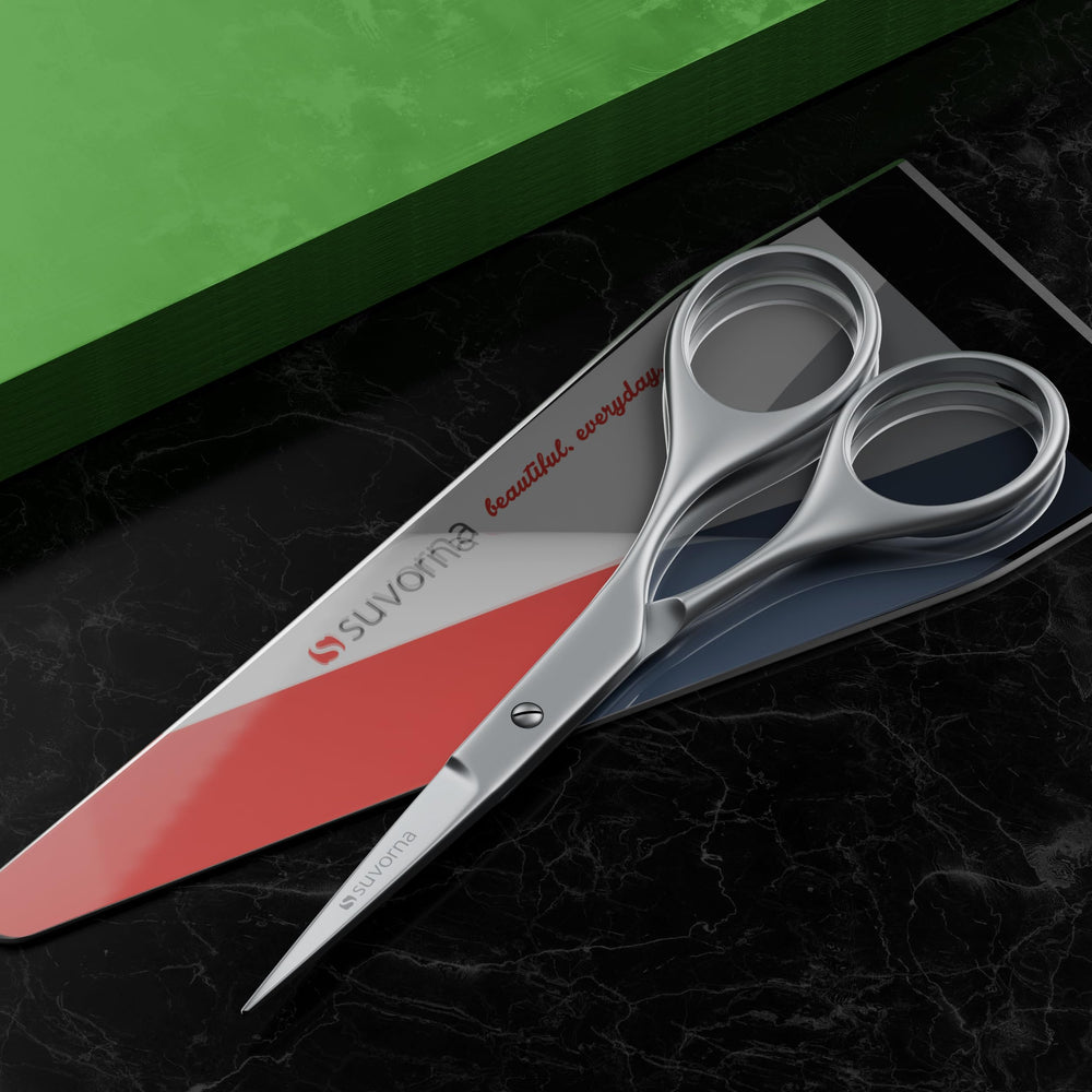 Suvorna small scissors for mustache deliver sharp cuts with easy maneuverability.
