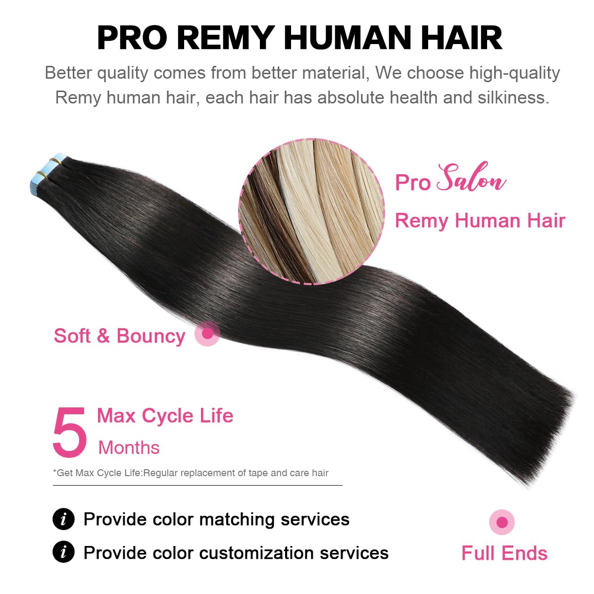 SUYYA tape-in extensions pack volume option image highlights 20 pieces.