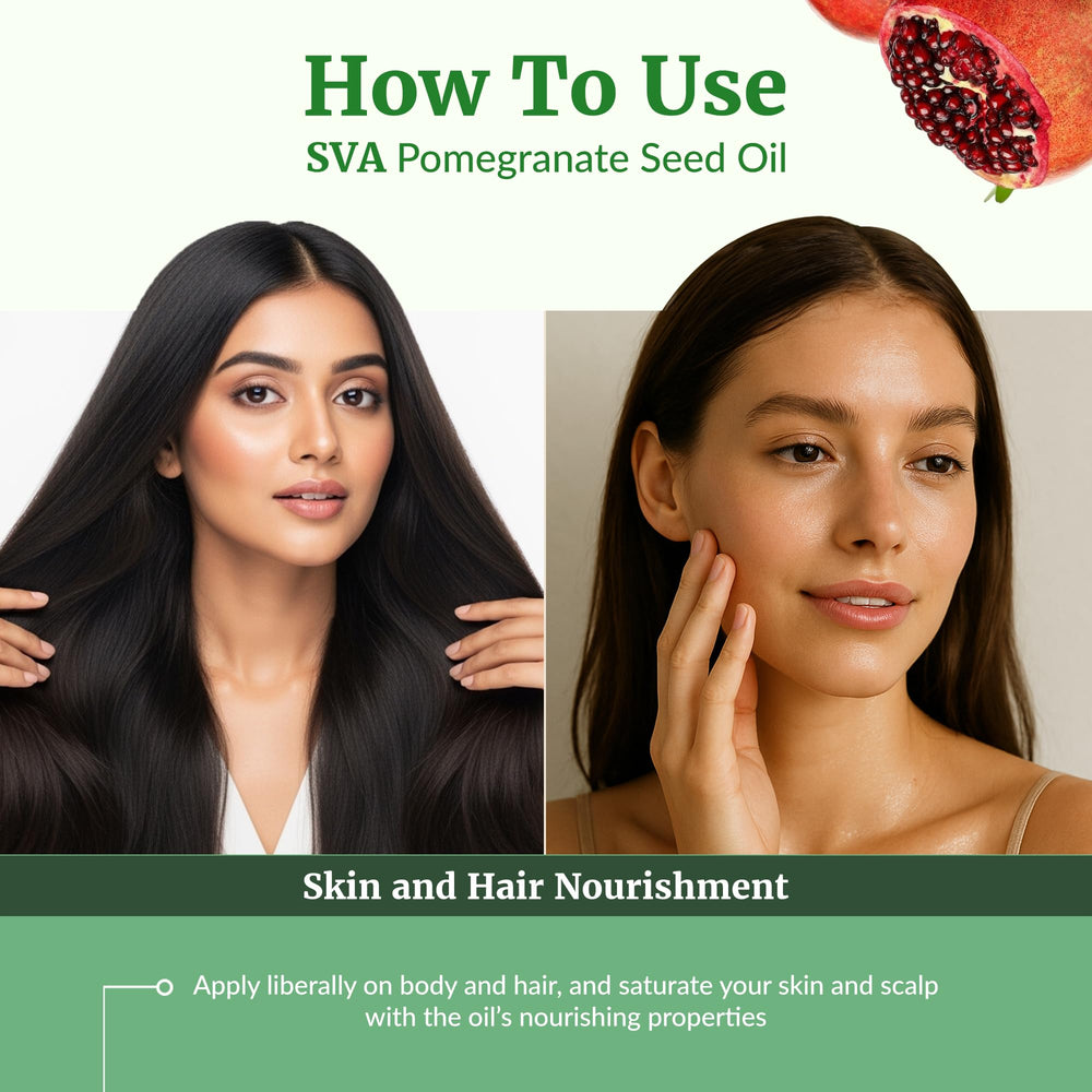 Body massage with SVA Organics Pomegranate Seed Oil for smooth skin.