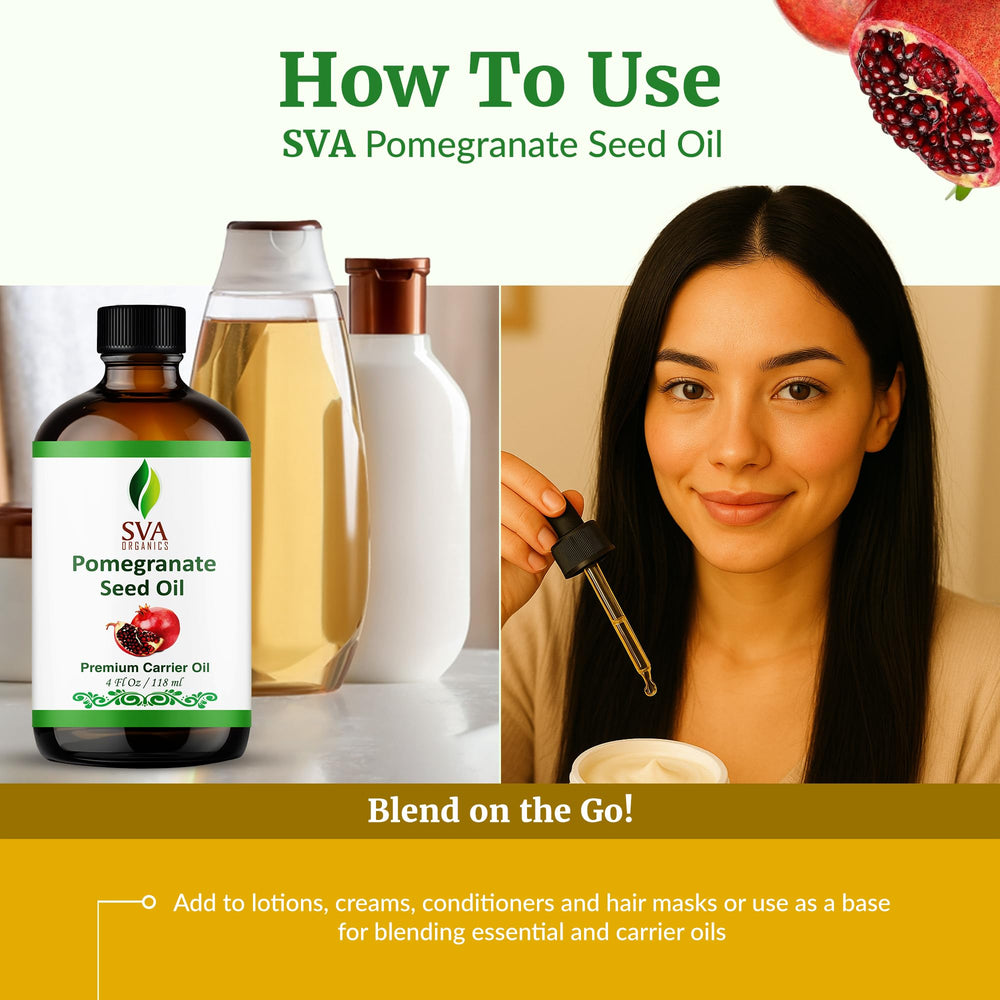 Cream-mix with SVA Organics Pomegranate Seed Oil enhances moisturizer texture.