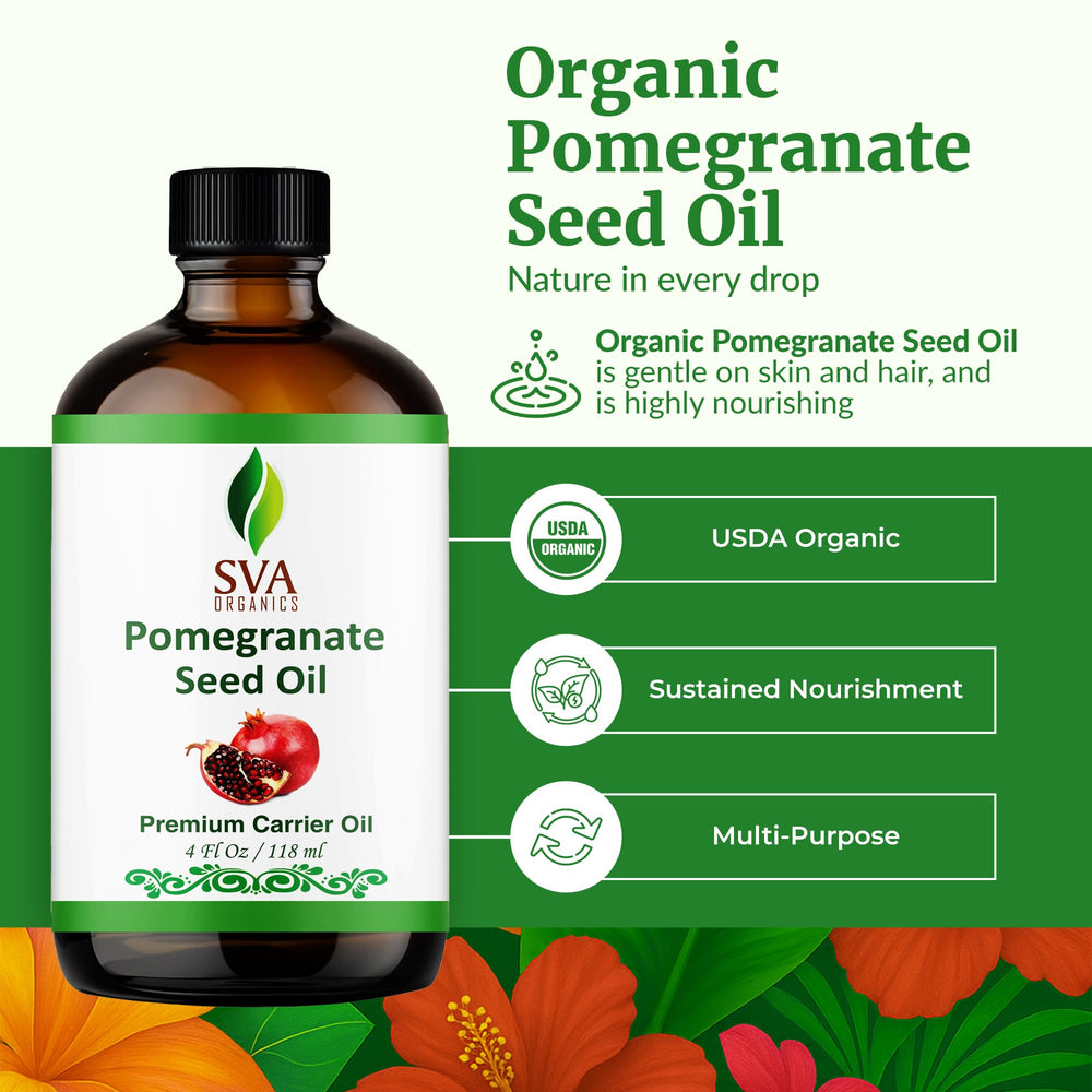 Closeup of the dropper from SVA Organics Pomegranate Seed Oil for easy application.
